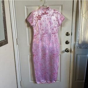 Elegant Pink Floral Qipao Cheongsam